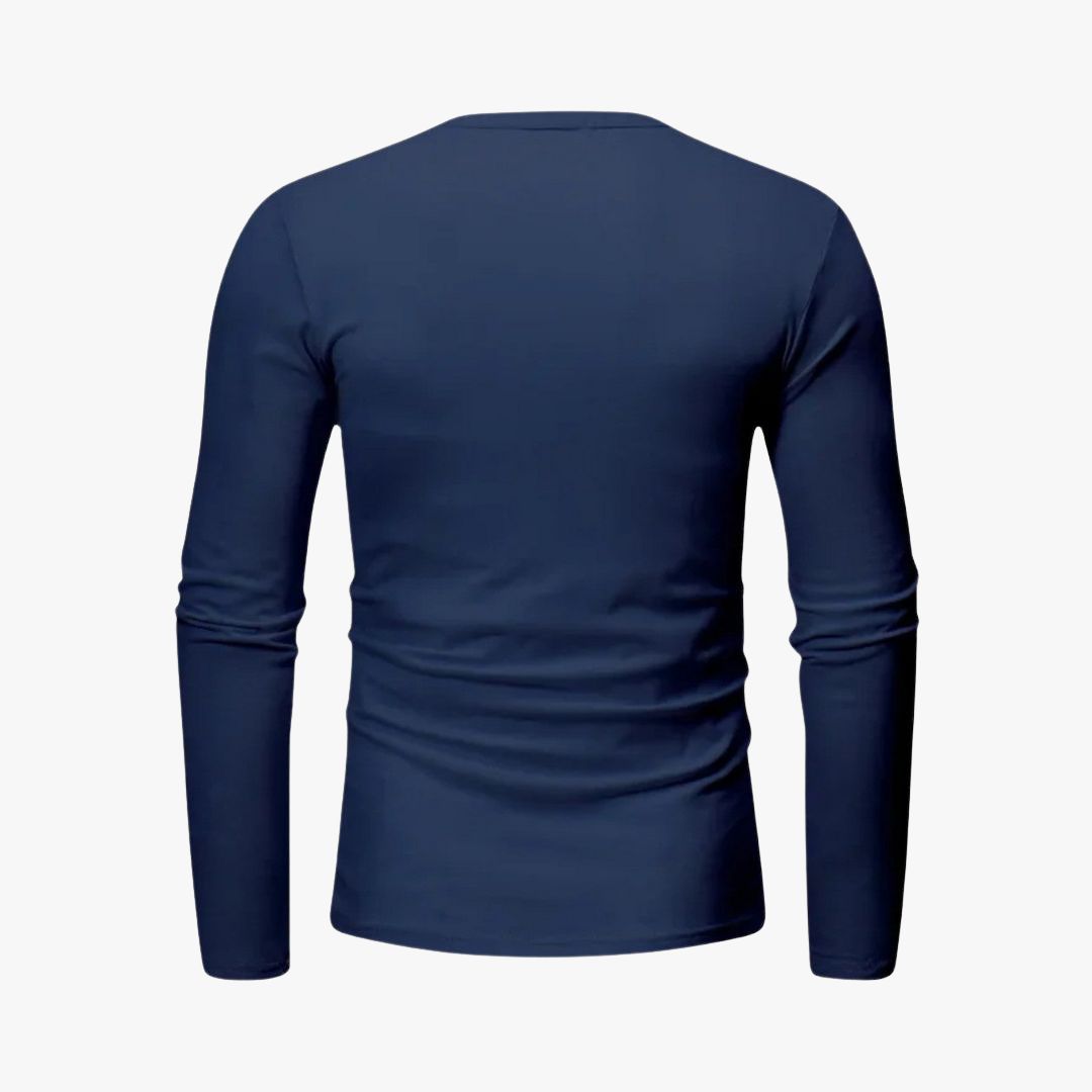Miles & Luna | Long Sleeve Henley Smart Shirt - Spring Casual Cotton Tee for Men