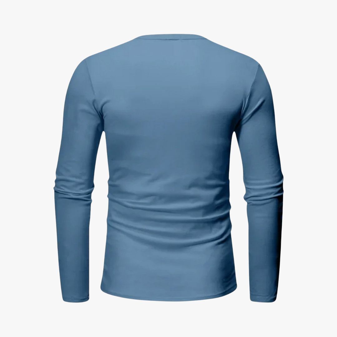 Miles & Luna | Long Sleeve Henley Smart Shirt - Spring Casual Cotton Tee for Men