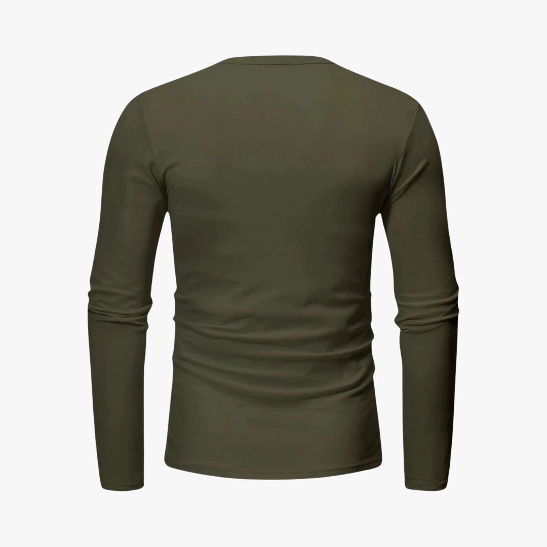 Miles & Luna | Long Sleeve Henley Smart Shirt - Spring Casual Cotton Tee for Men