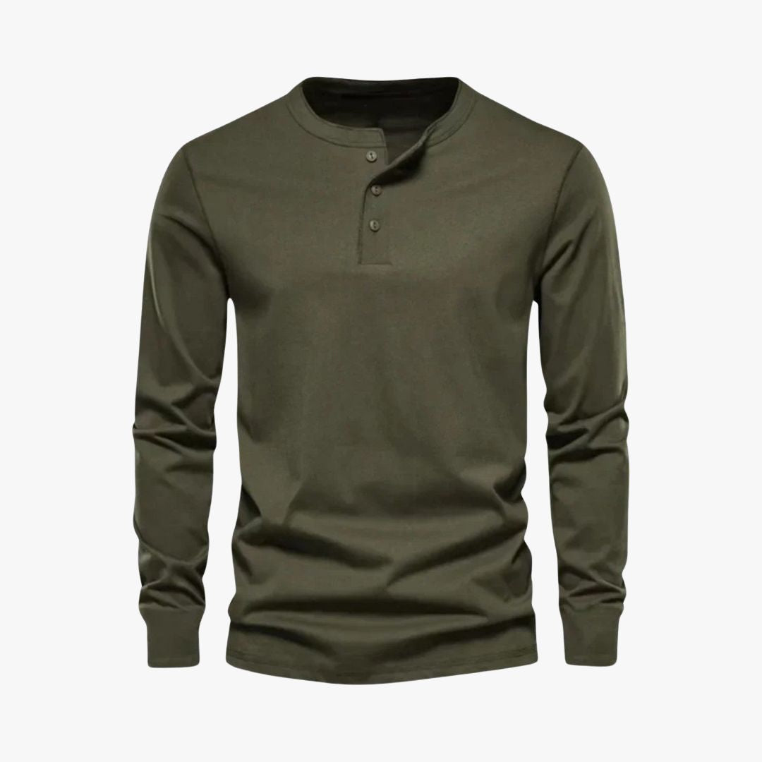 Miles & Luna | Long Sleeve Henley Smart Shirt - Spring Casual Cotton Tee for Men
