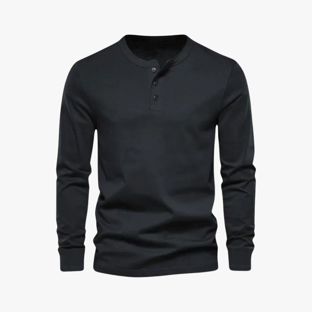 Miles & Luna | Long Sleeve Henley Smart Shirt - Spring Casual Cotton Tee for Men