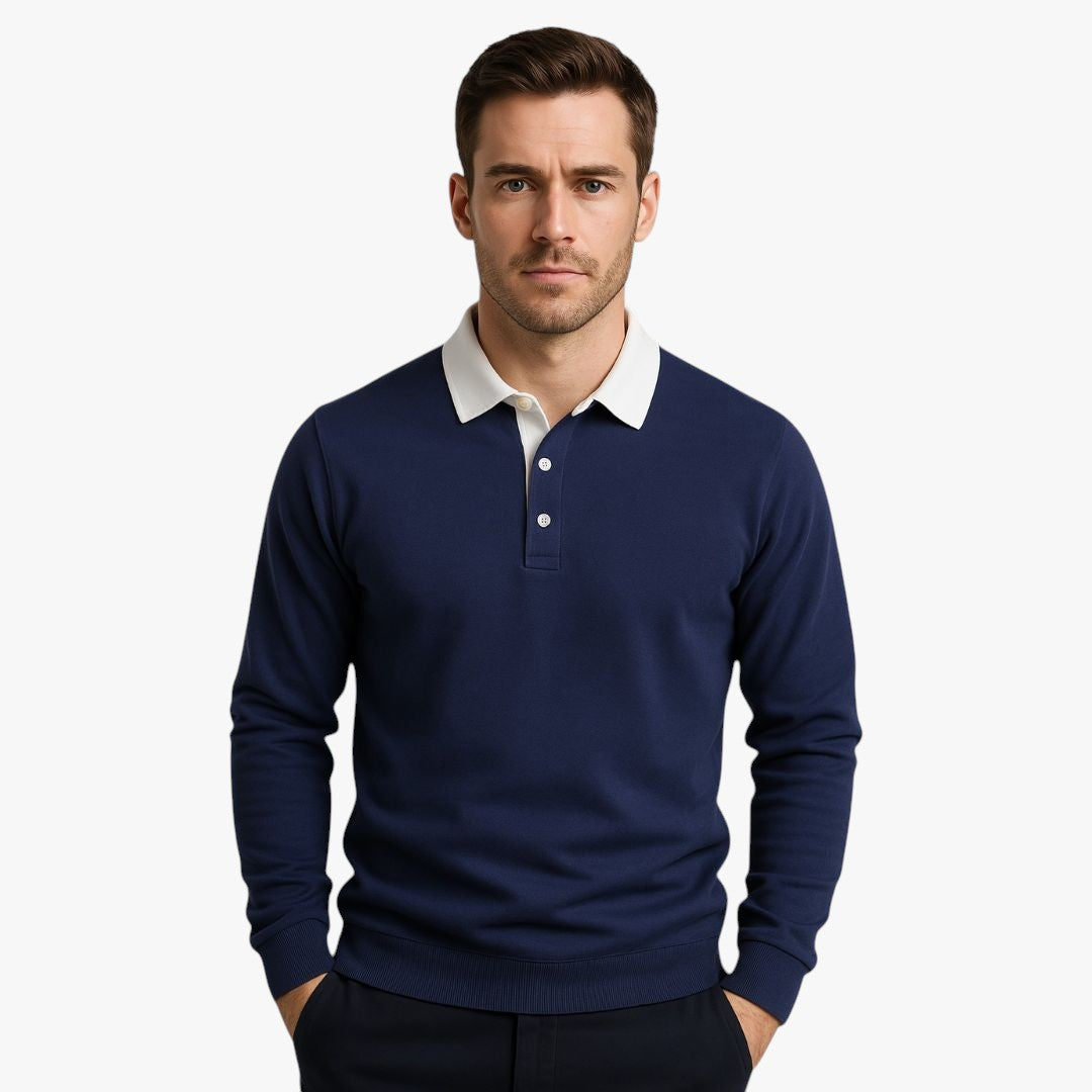 Miles & Luna Long-Sleeve Polo Sweater Casual Wear for Men