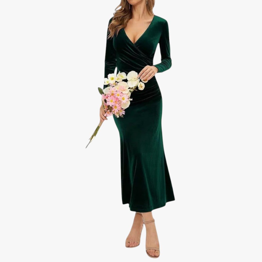 Miles & Luna Long Sleeve Velvet Maxi Dress for Women