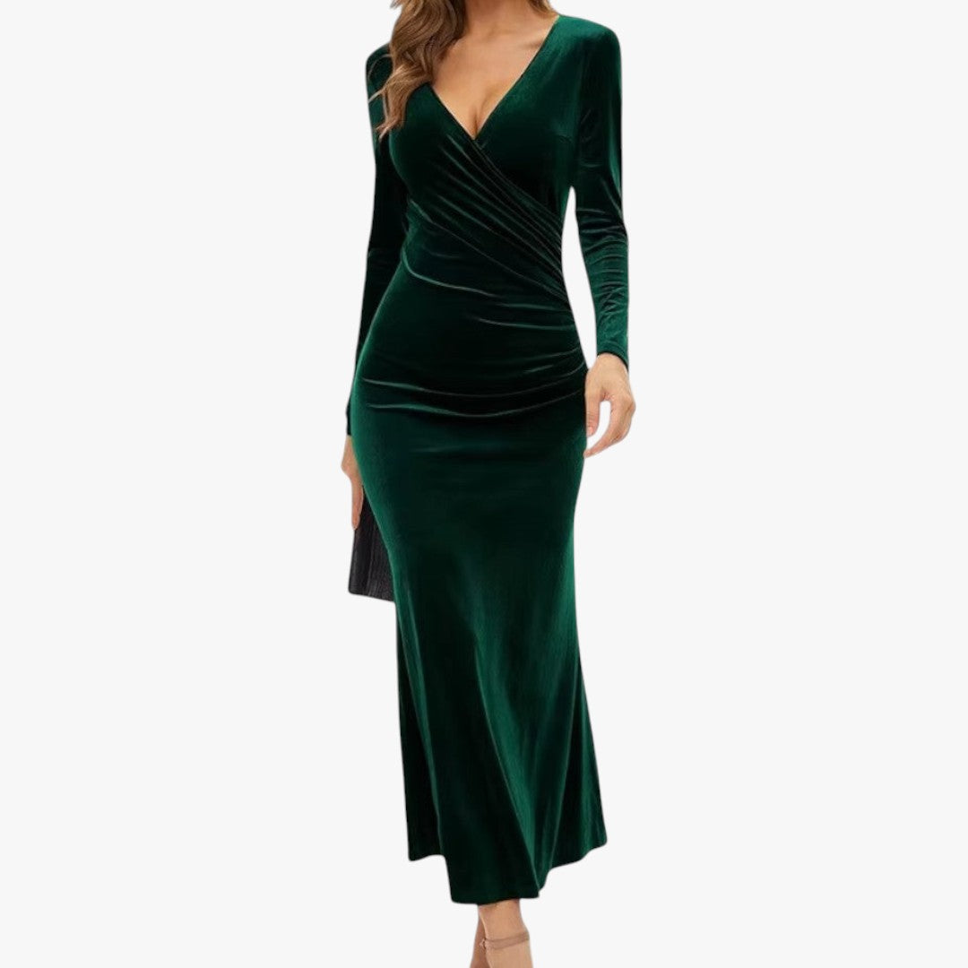 Miles & Luna Long Sleeve Velvet Maxi Dress for Women