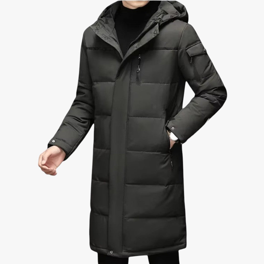 Miles & Luna Longline Hooded Puffer Jacket for Men