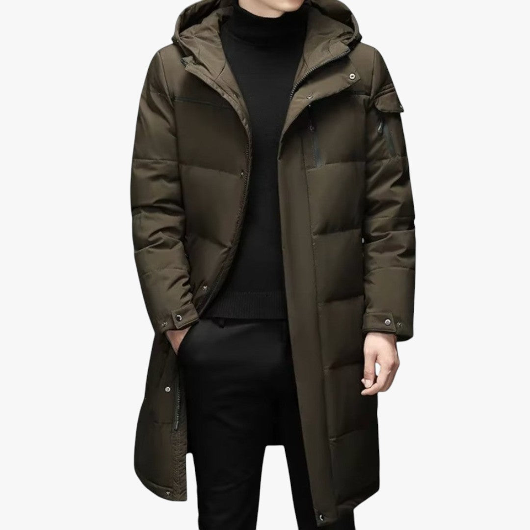 Miles & Luna Longline Hooded Puffer Jacket for Men