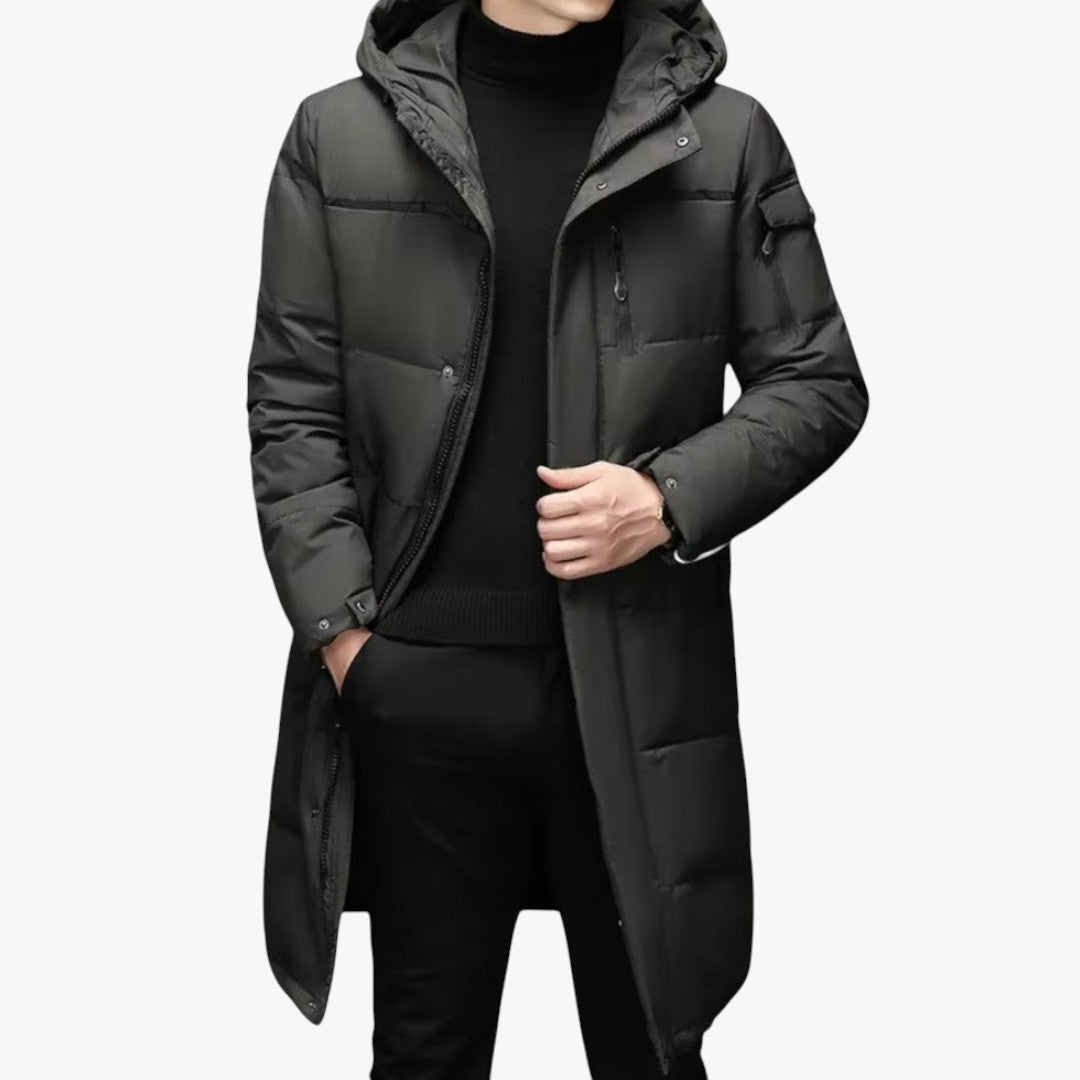 Miles & Luna Longline Hooded Puffer Jacket for Men