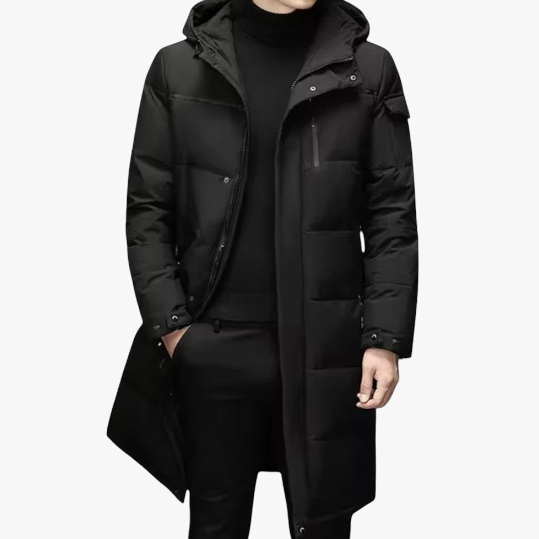Miles & Luna Longline Hooded Puffer Jacket for Men