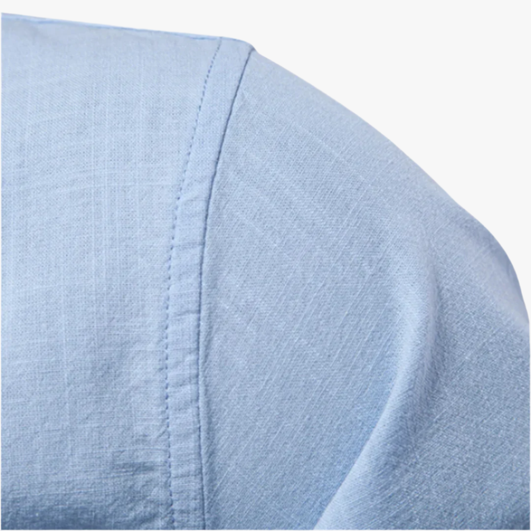 Miles & Luna | Men's Long-Sleeve Blouse – Cotton with Modern Stand Collar