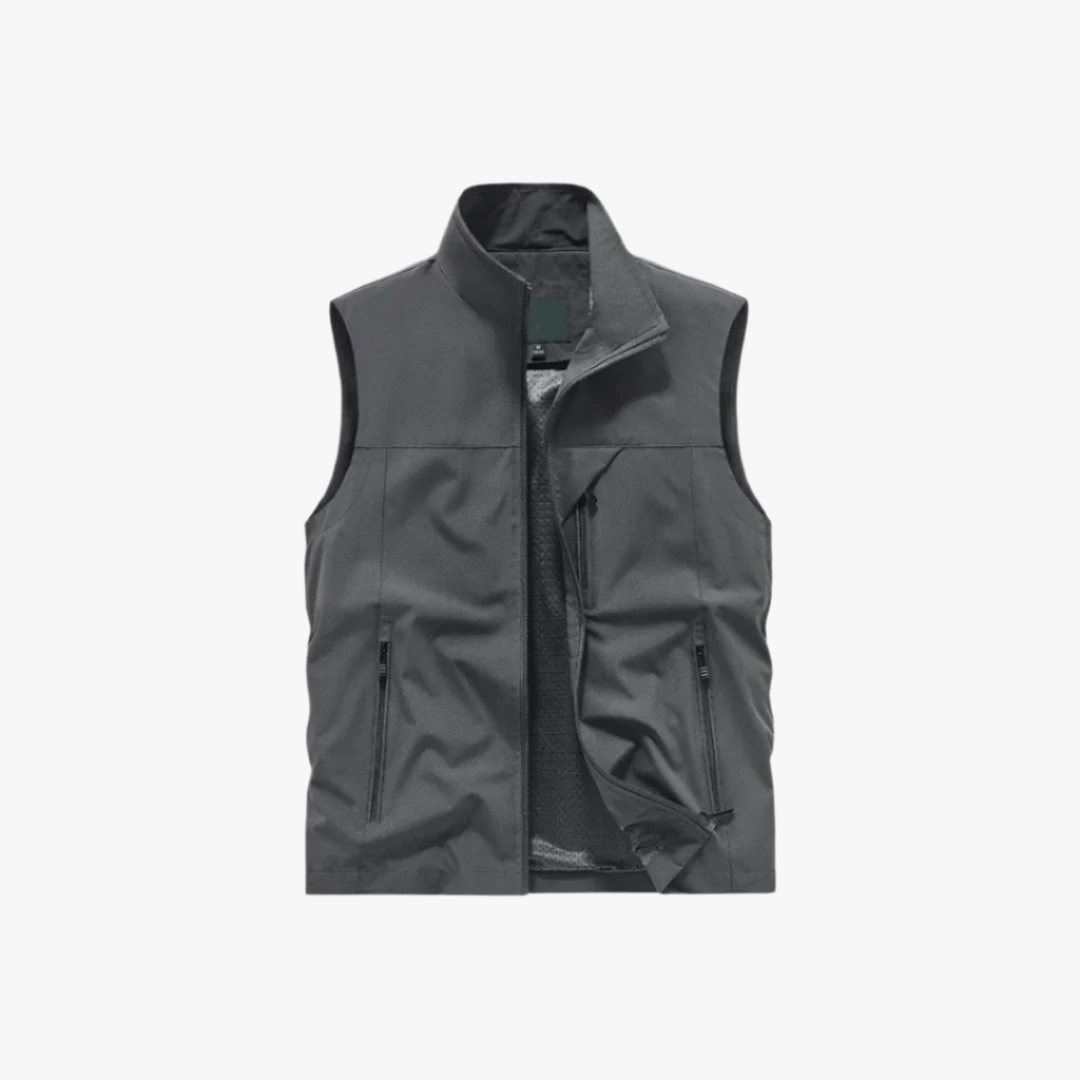 Miles & Luna | Men's Sleeveless Vest – Lightweight Zip-Up with High Collar & Zippered Pockets