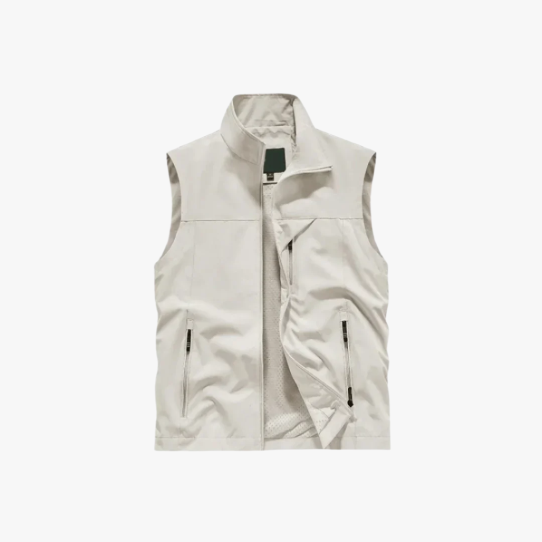 Miles & Luna | Men's Sleeveless Vest – Lightweight Zip-Up with High Collar & Zippered Pockets