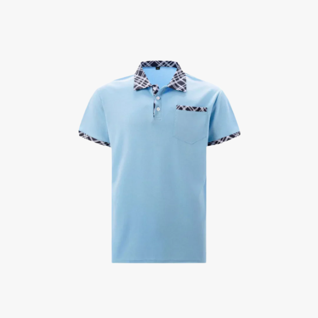 Miles & Luna | Modern Polo Shirt – Men's Slim-Fit with Plaid Accents