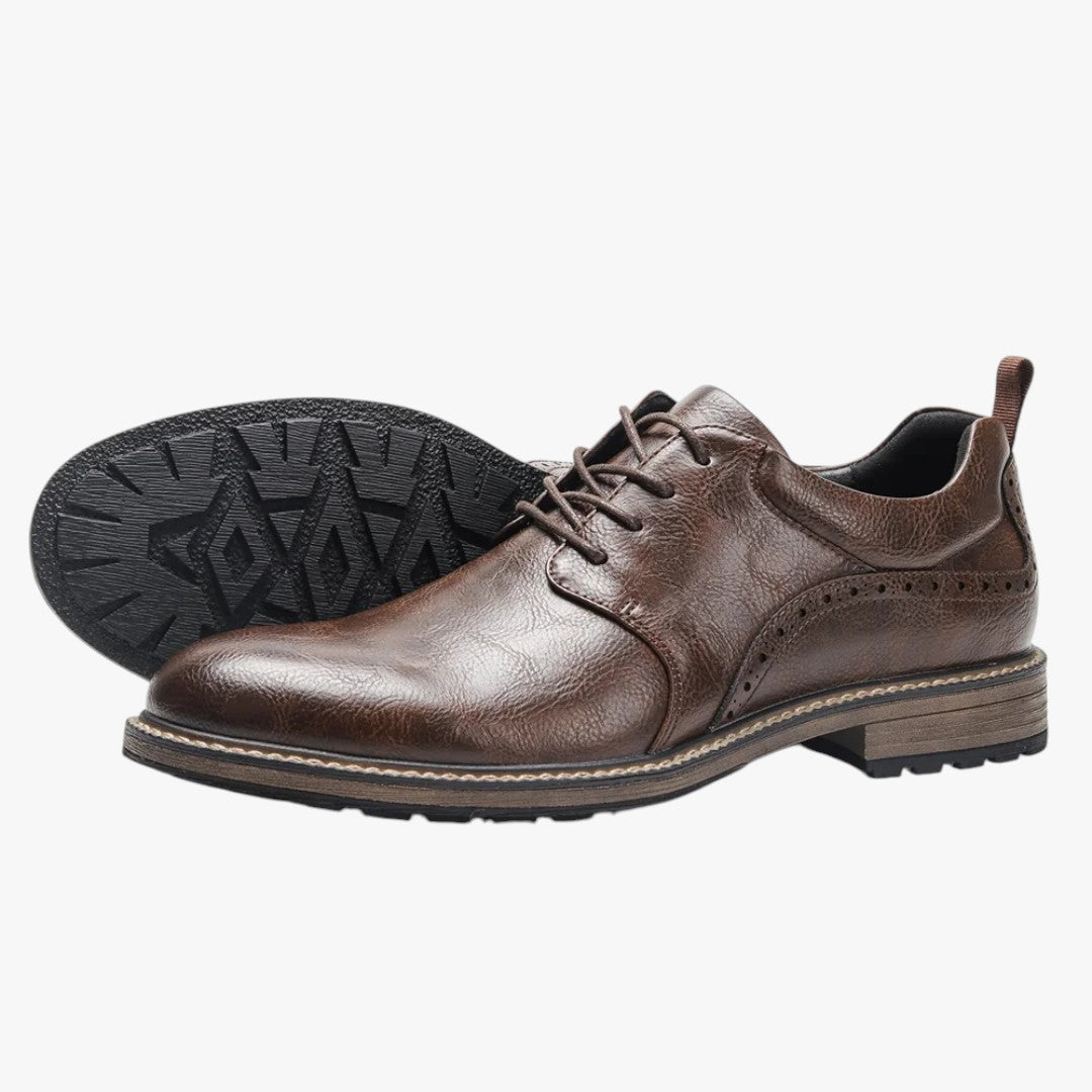 Miles & Luna Non-Slip Sole Leather Formal Shoes with Lace Up for Men