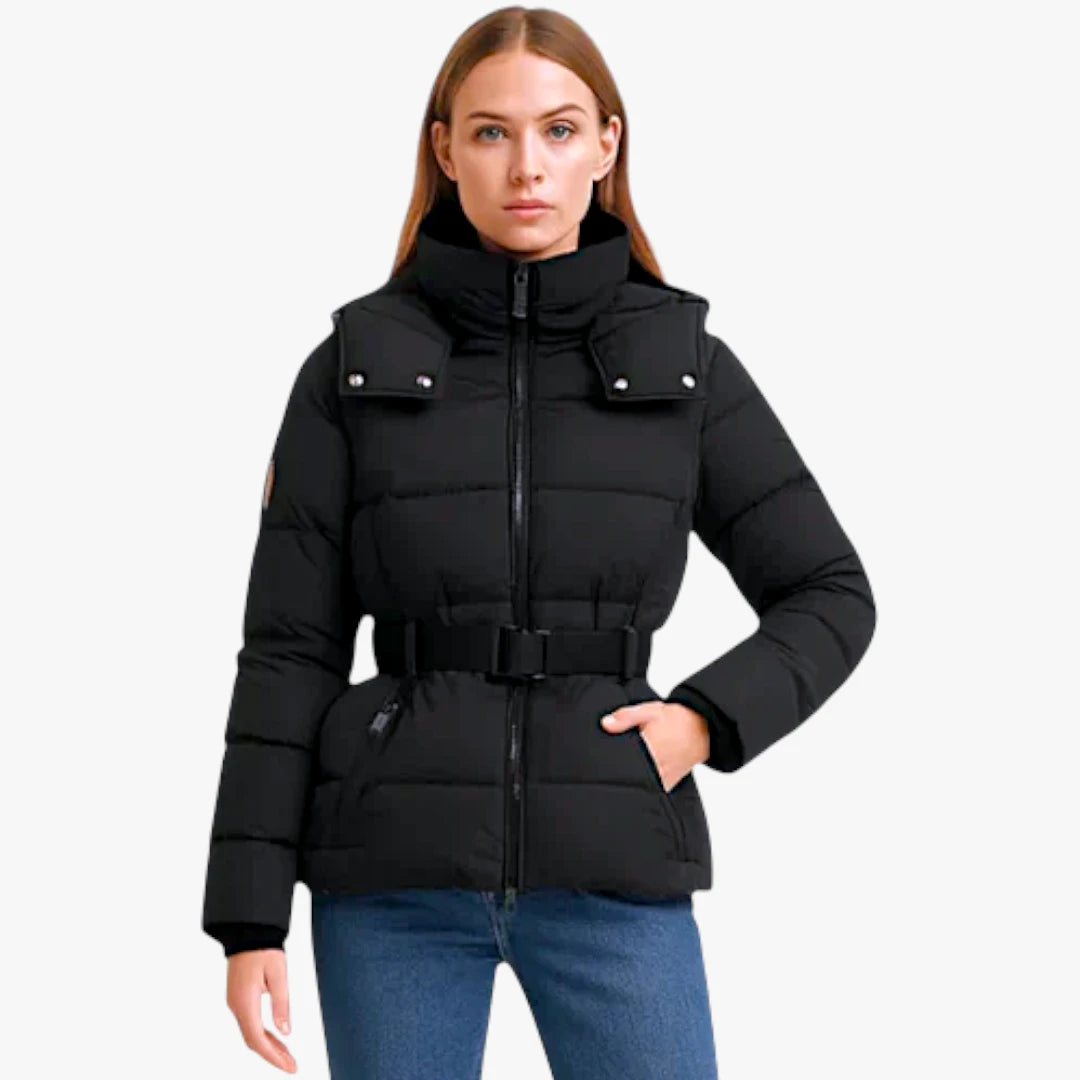 Miles & Luna Puffer Jacket Belted Water Resistant for Women