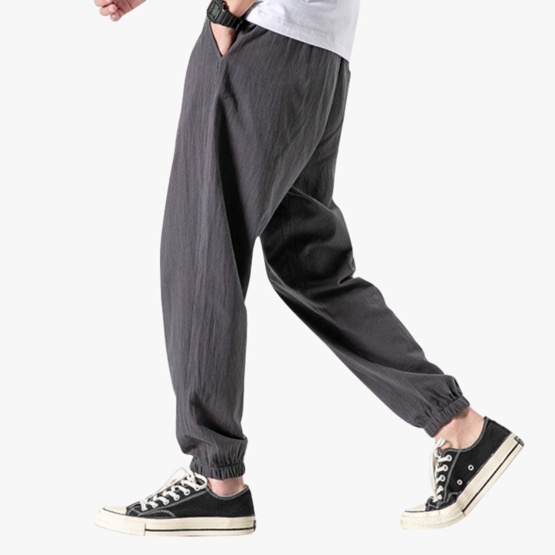 Miles & Luna | Pure Linen Pants - Baggy Comfort Trousers for Men