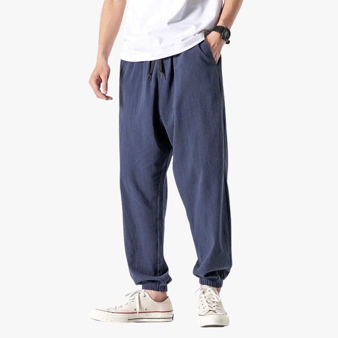 Miles & Luna | Pure Linen Pants - Baggy Comfort Trousers for Men