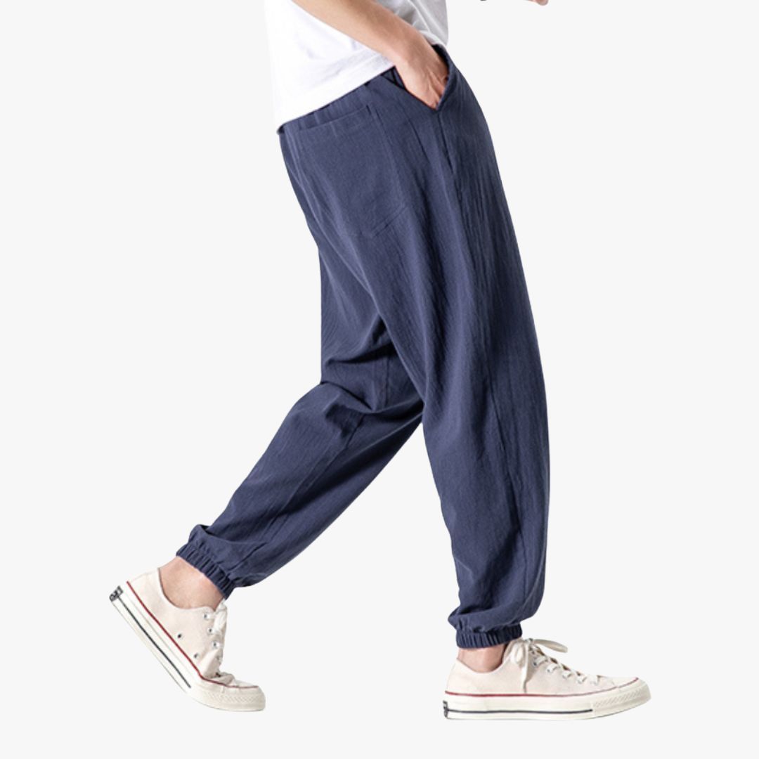 Miles & Luna | Pure Linen Pants - Baggy Comfort Trousers for Men