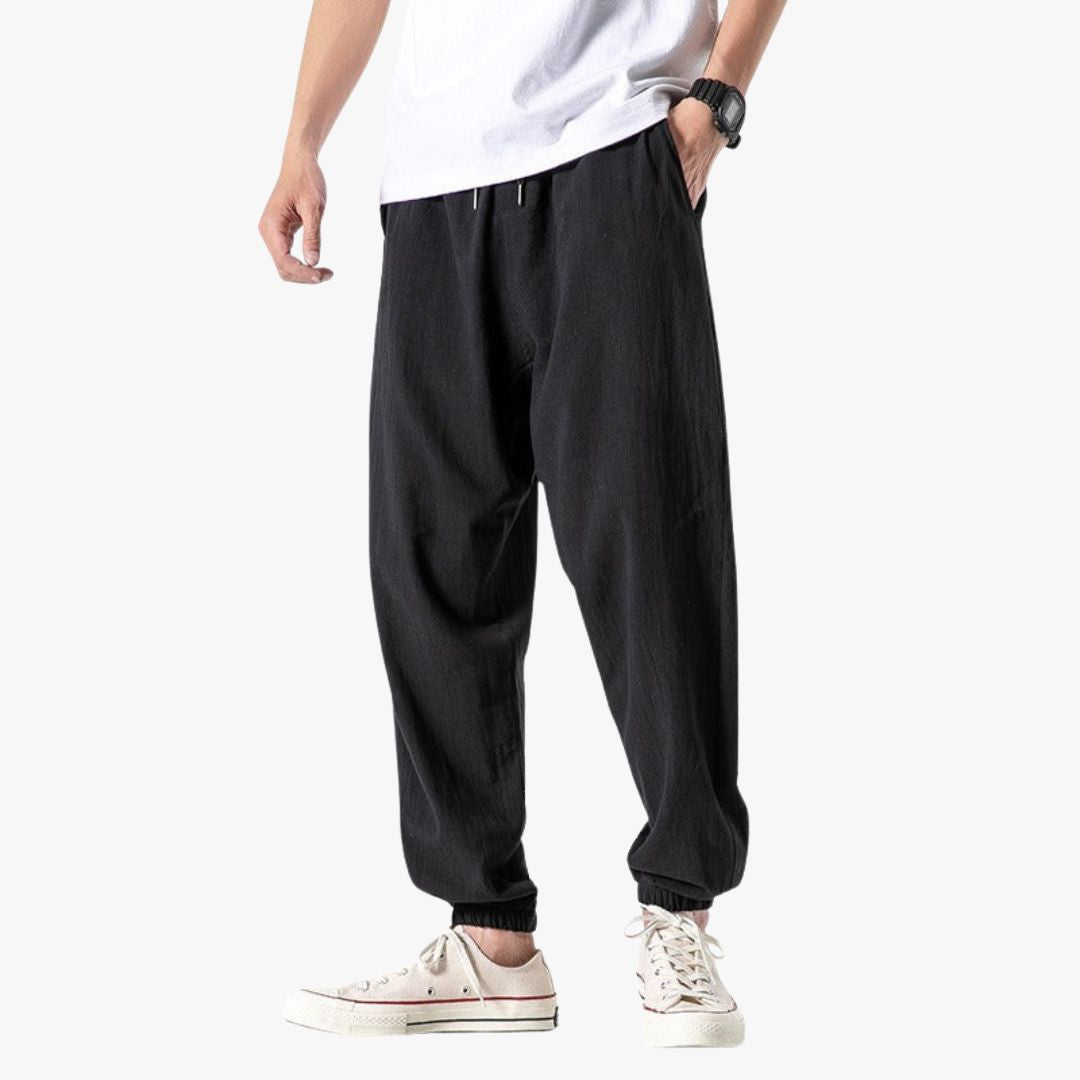 Miles & Luna | Pure Linen Pants - Baggy Comfort Trousers for Men