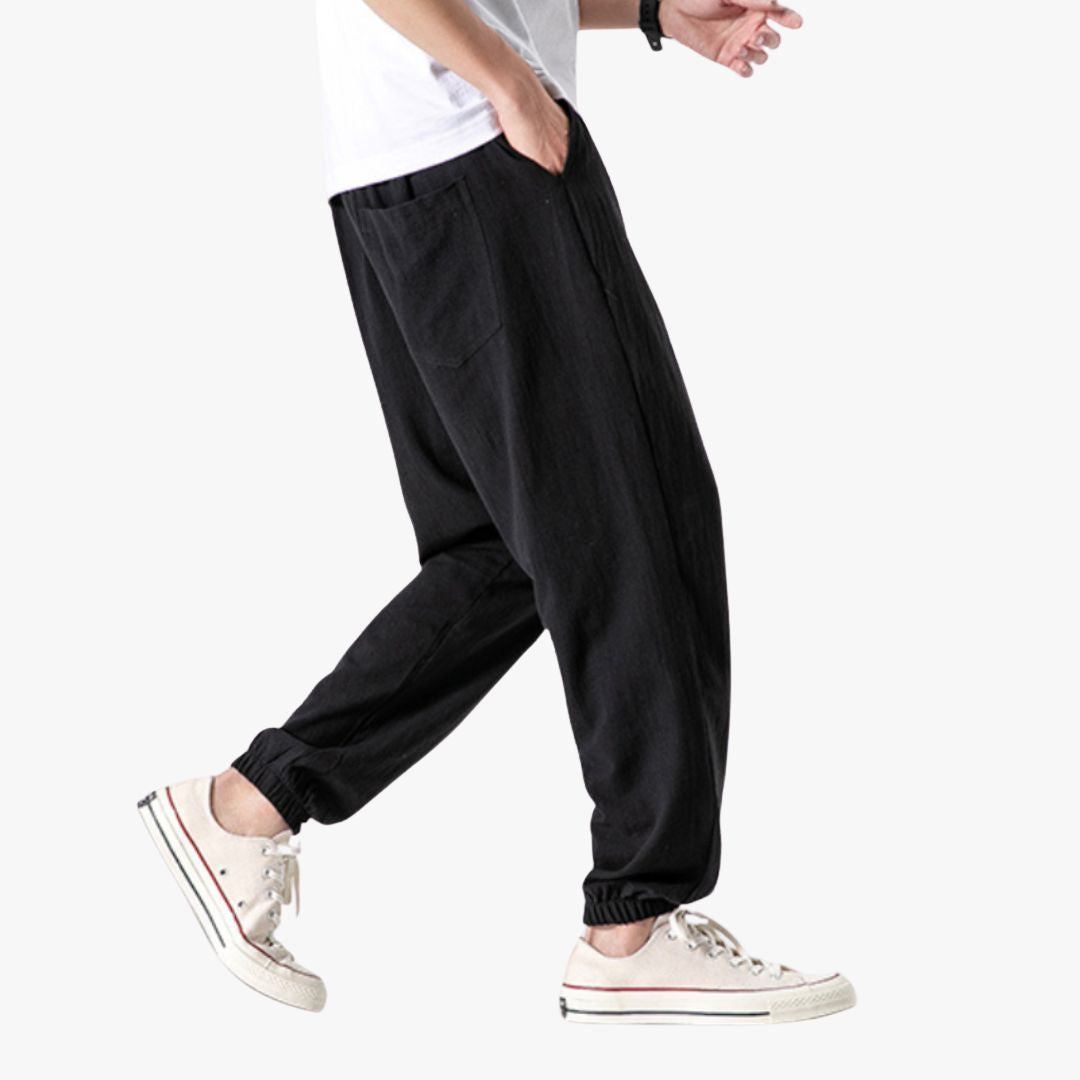 Miles & Luna | Pure Linen Pants - Baggy Comfort Trousers for Men
