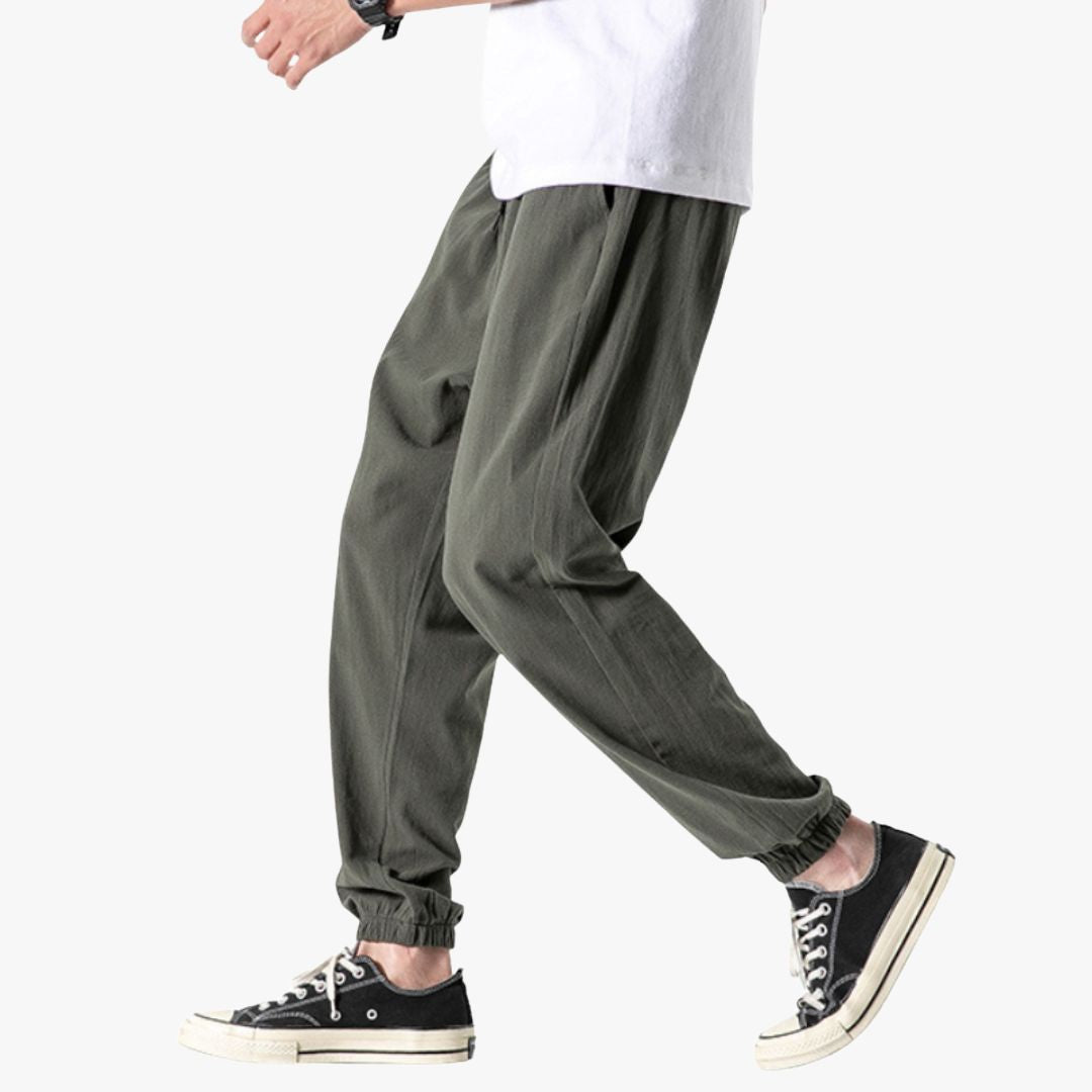 Miles & Luna | Pure Linen Pants - Baggy Comfort Trousers for Men