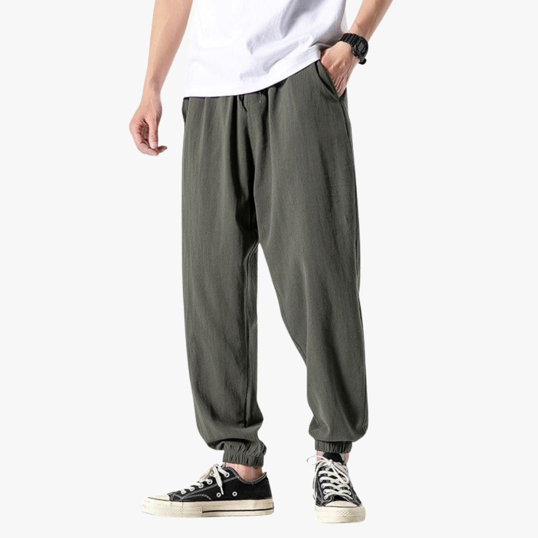 Miles & Luna | Pure Linen Pants - Baggy Comfort Trousers for Men