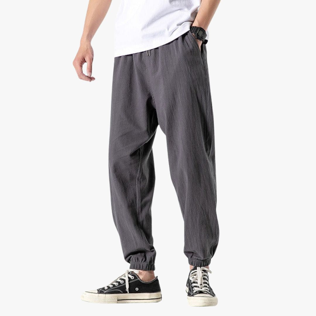 Miles & Luna | Pure Linen Pants - Baggy Comfort Trousers for Men