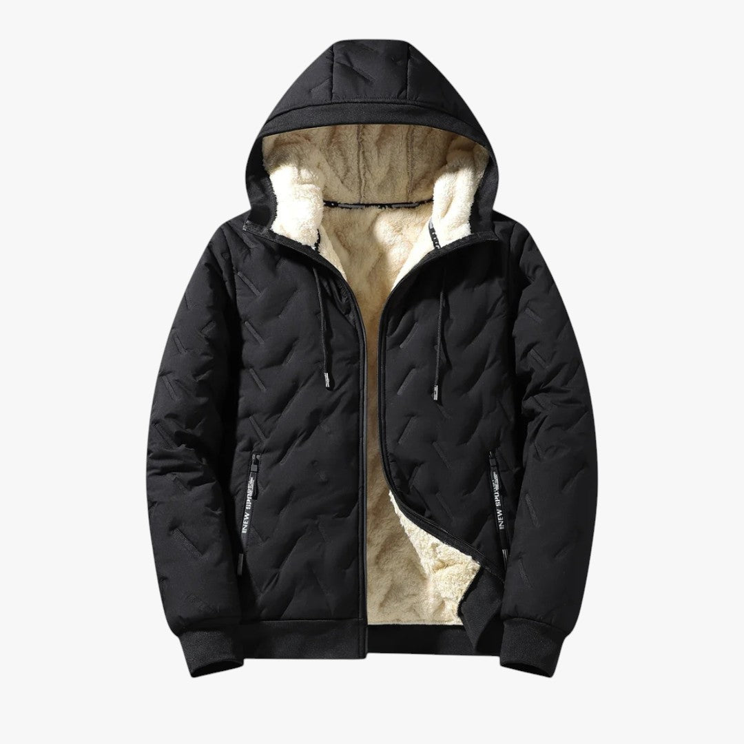 Miles & Luna Quilted Hooded Jacket Sherpa Lined Polyester for Men