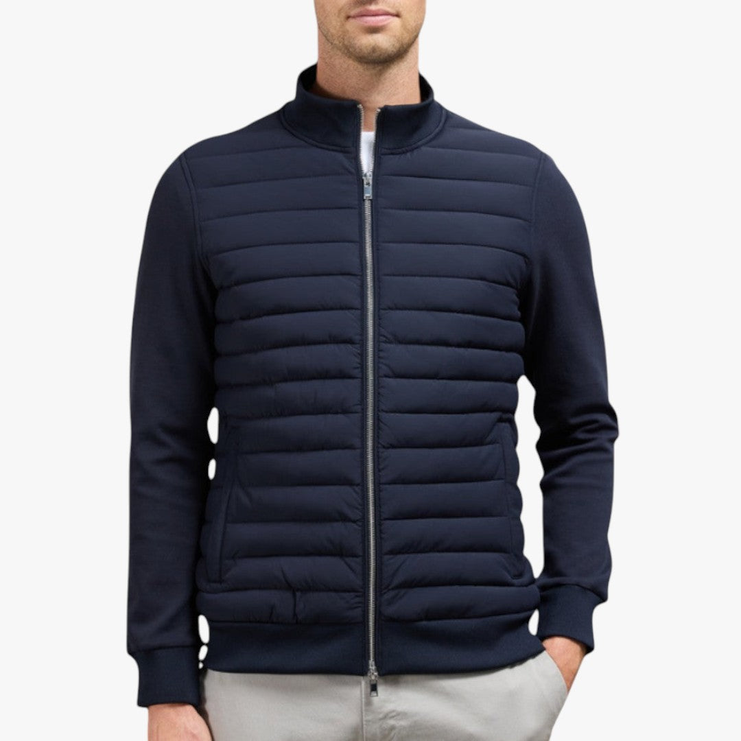 Miles & Luna Quilted Hybrid Jacket with Knitted Sleeves for Men
