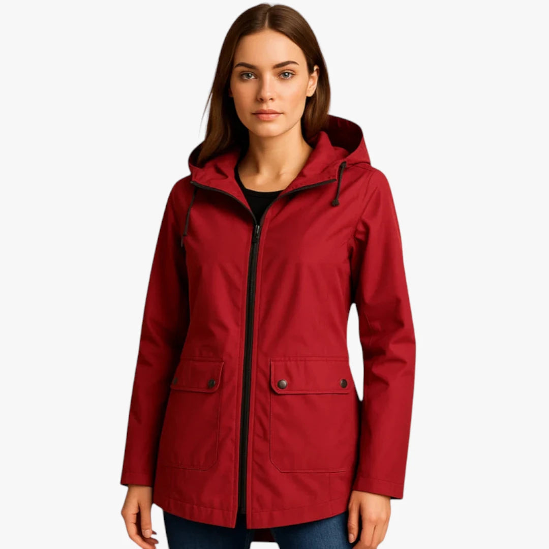 Miles & Luna Raincoat - Long water-repellent jacket with hood and zipper for optimal protection