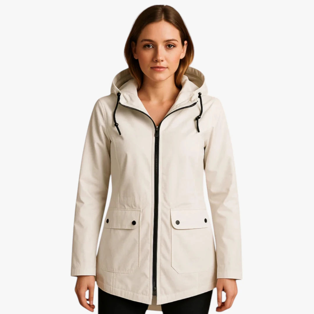 Miles & Luna Raincoat - Long water-repellent jacket with hood and zipper for optimal protection