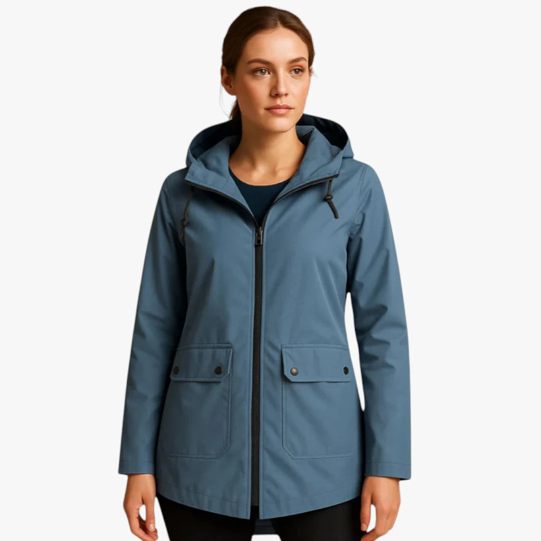 Miles & Luna Raincoat - Long water-repellent jacket with hood and zipper for optimal protection