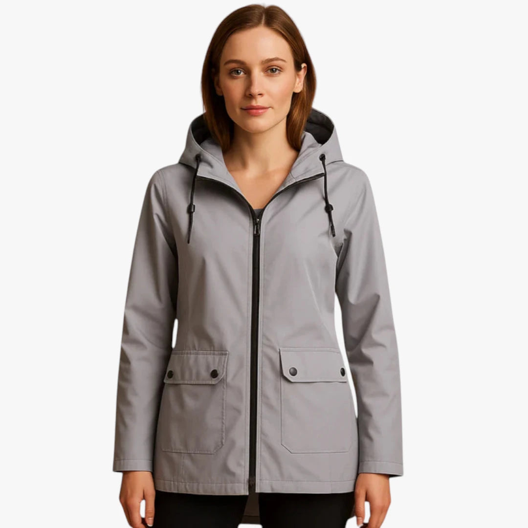 Miles & Luna Raincoat - Long water-repellent jacket with hood and zipper for optimal protection