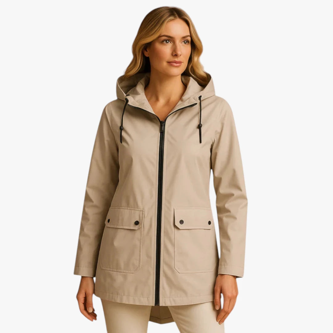 Miles & Luna Raincoat - Long water-repellent jacket with hood and zipper for optimal protection