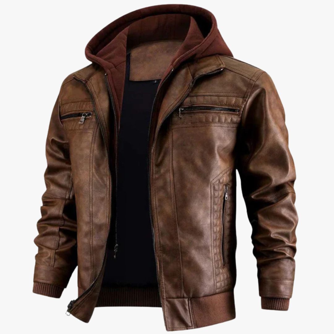 Miles & Luna Retro Multi-bag Motorcycle Style Crocheted Jacket for Men