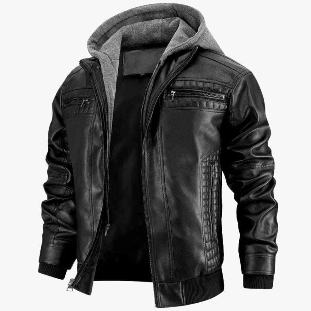 Miles & Luna Retro Multi-bag Motorcycle Style Crocheted Jacket for Men