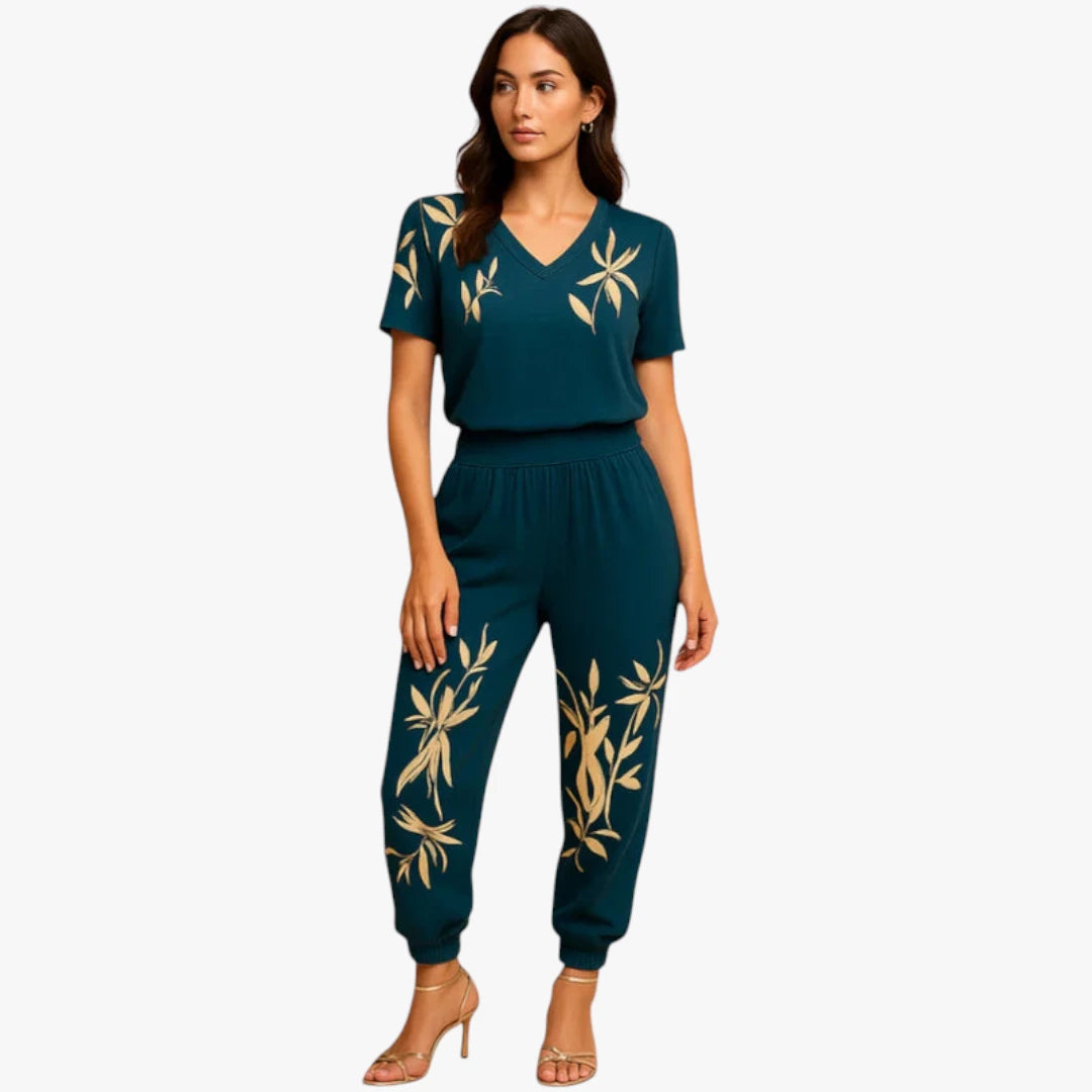 Miles & Luna Set – Floral Print Top and Elastic Waist Pants