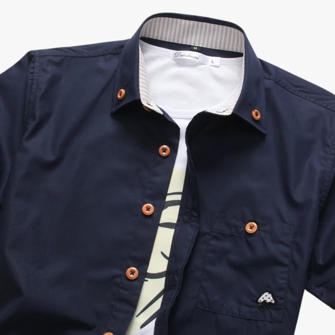 Miles & Luna Signature Button-Up Blouse Shirt for Men