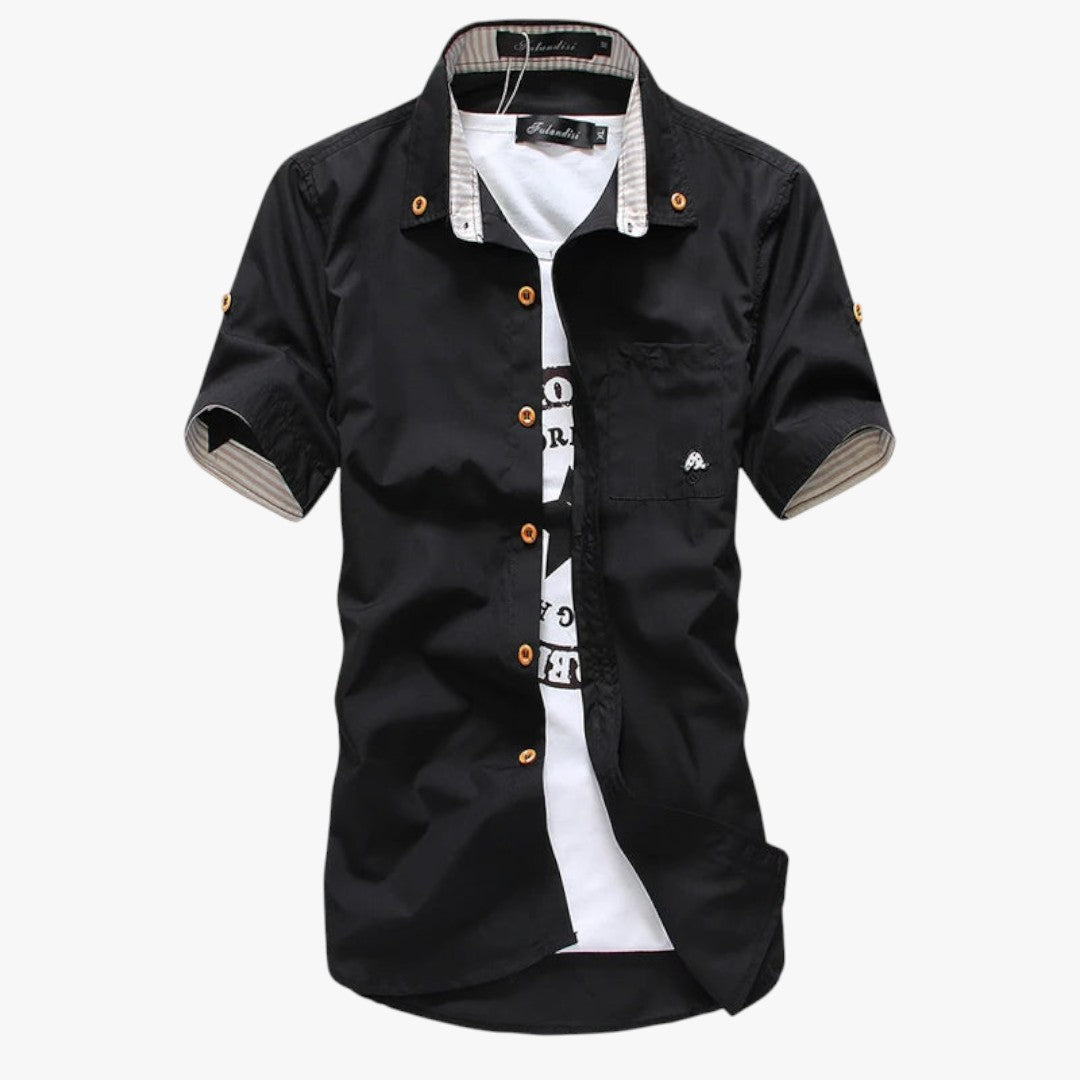 Miles & Luna Signature Button-Up Blouse Shirt for Men