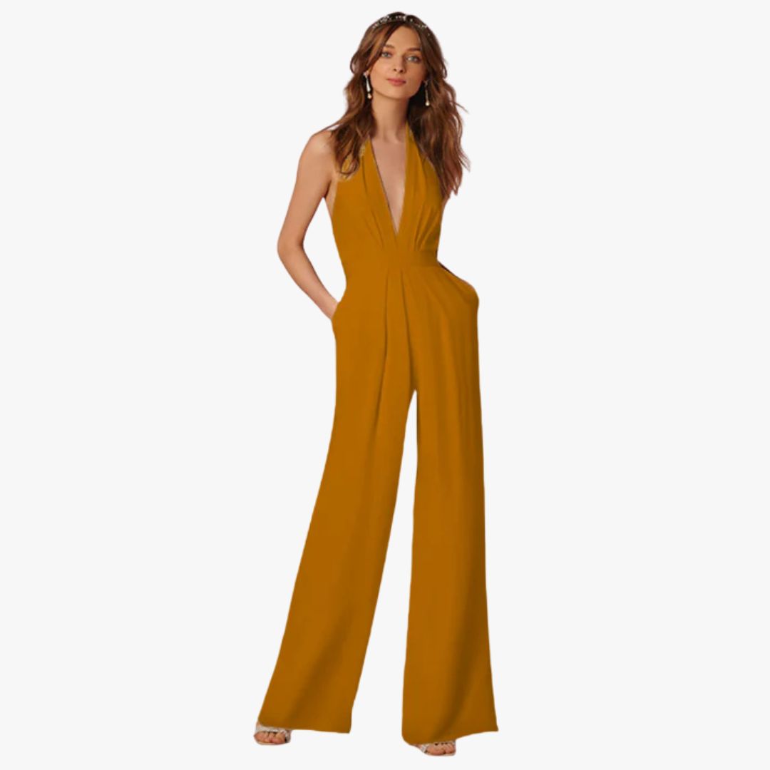 Miles & Luna Sleeveless Jumpsuit Deep V-Neck Wide-Leg for Women