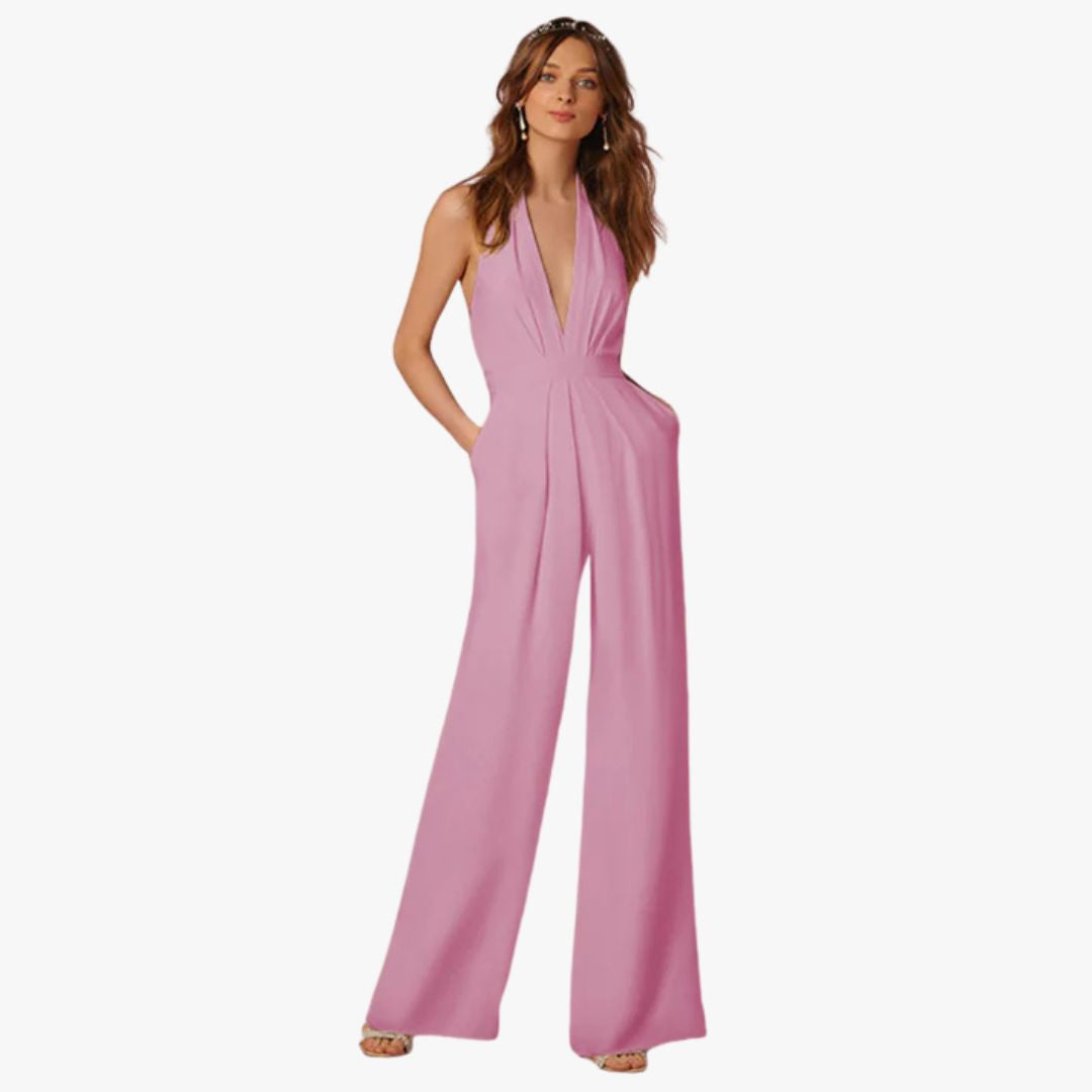 Miles & Luna Sleeveless Jumpsuit Deep V-Neck Wide-Leg for Women