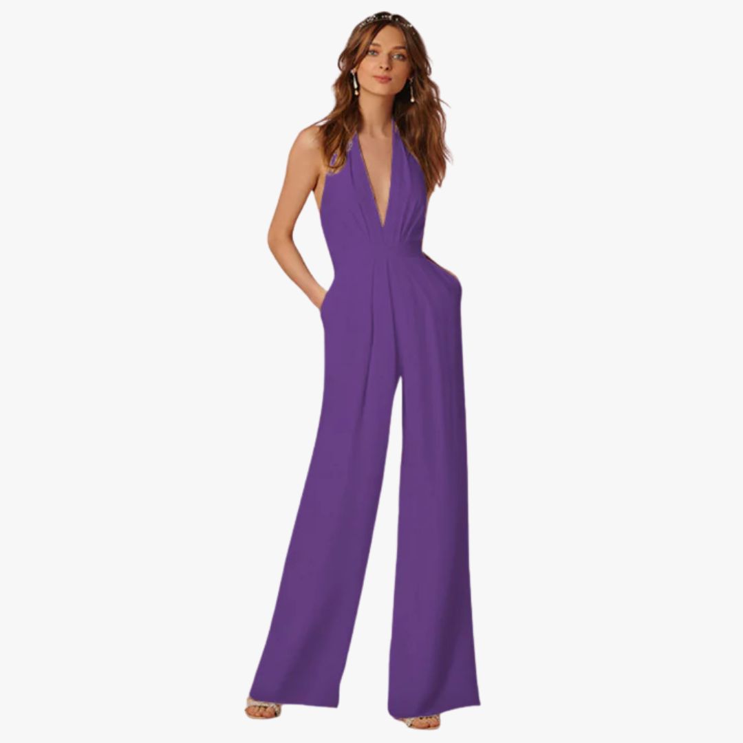 Miles & Luna Sleeveless Jumpsuit Deep V-Neck Wide-Leg for Women