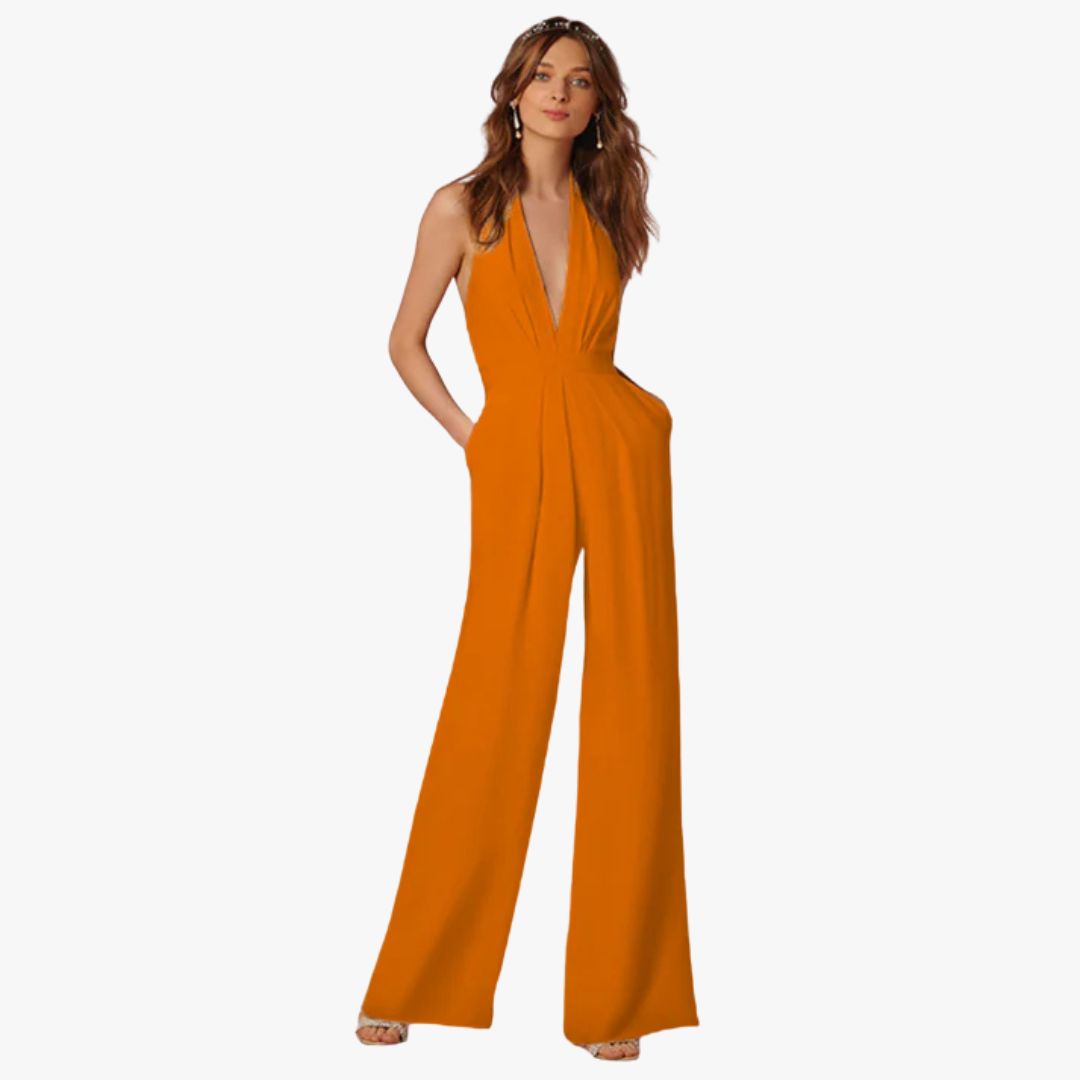 Miles & Luna Sleeveless Jumpsuit Deep V-Neck Wide-Leg for Women