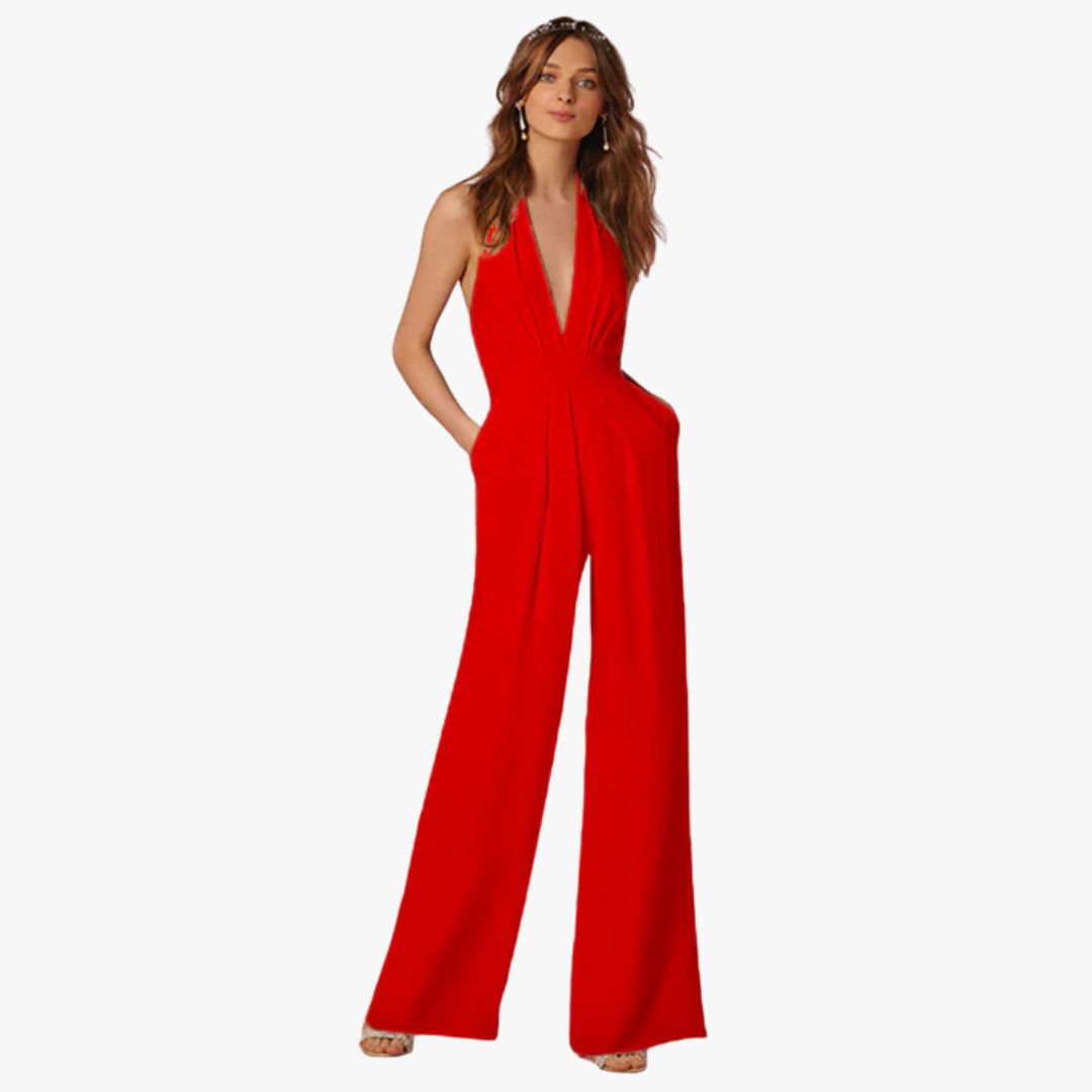 Miles & Luna Sleeveless Jumpsuit Deep V-Neck Wide-Leg for Women