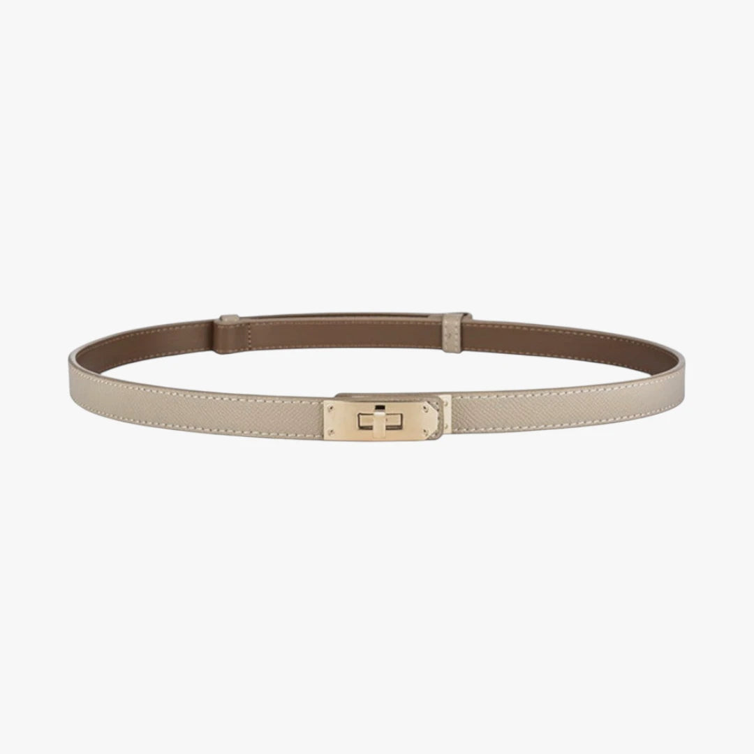 Miles & Luna Slim Adjustable Waist Belt with Gold Twist Lock Closure for Women