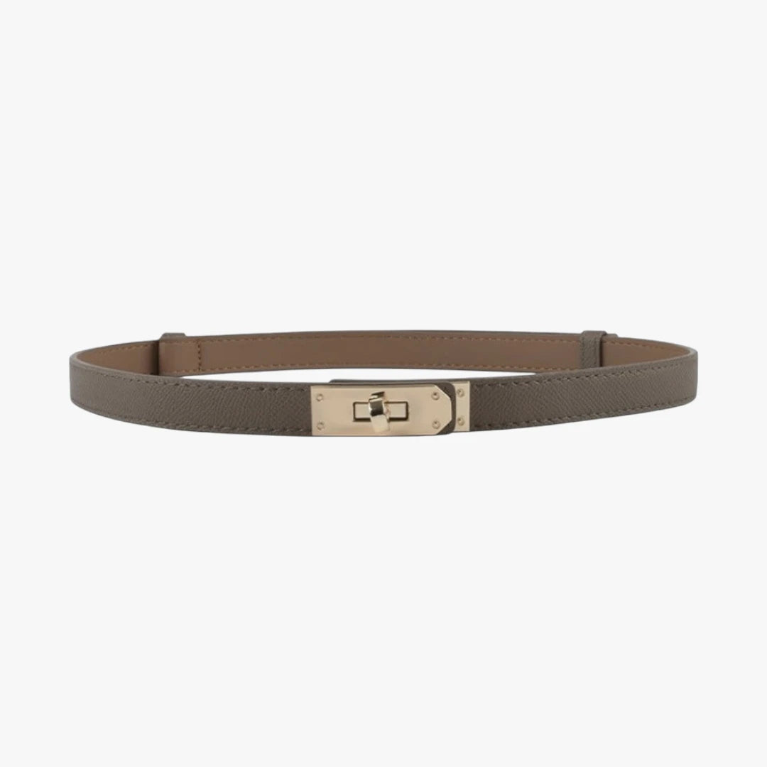 Miles & Luna Slim Adjustable Waist Belt with Gold Twist Lock Closure for Women