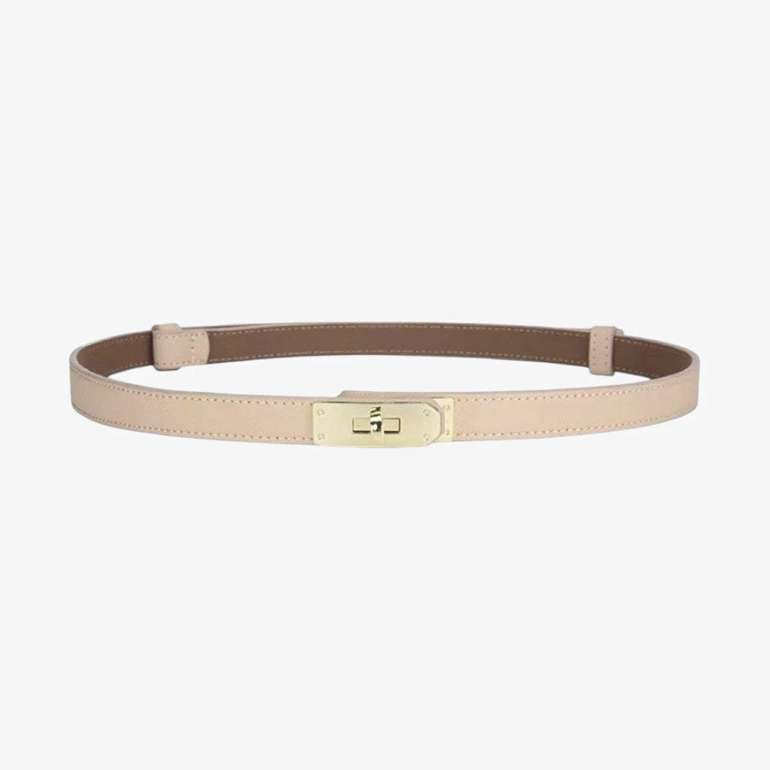 Miles & Luna Slim Adjustable Waist Belt with Gold Twist Lock Closure for Women