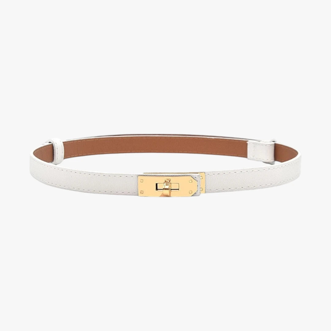 Miles & Luna Slim Adjustable Waist Belt with Gold Twist Lock Closure for Women