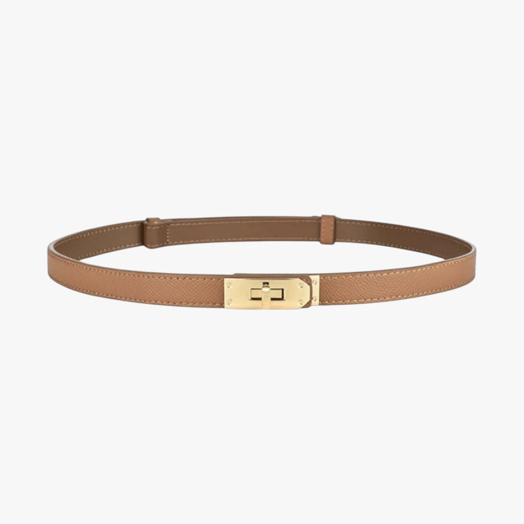 Miles & Luna Slim Adjustable Waist Belt with Gold Twist Lock Closure for Women