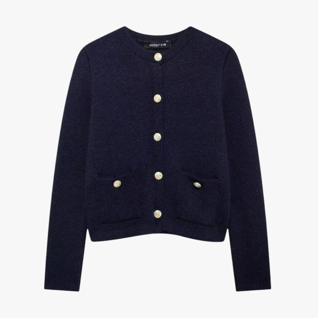 Miles & Luna Soft Knit Cardigan with Golden Buttons for Women