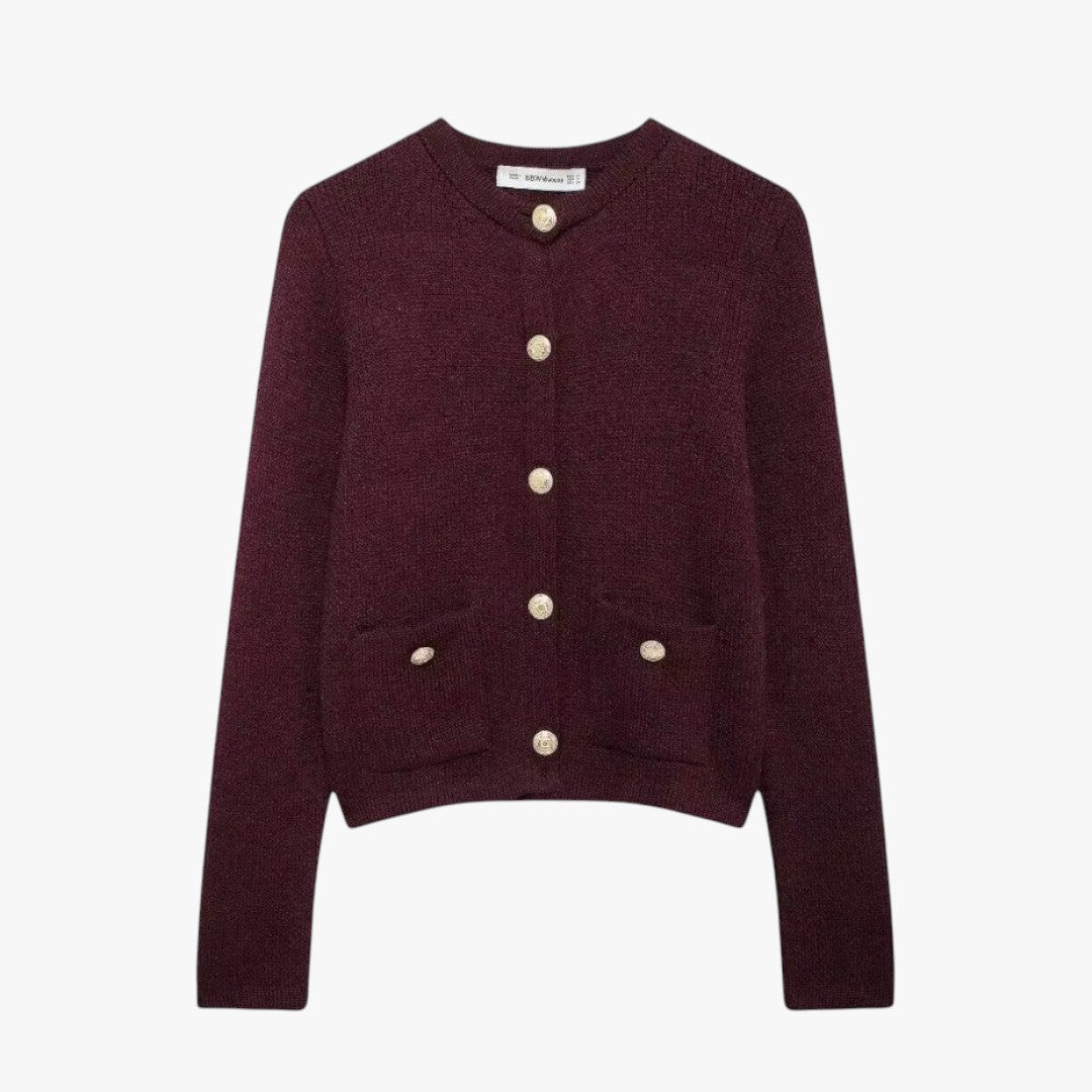 Miles & Luna Soft Knit Cardigan with Golden Buttons for Women
